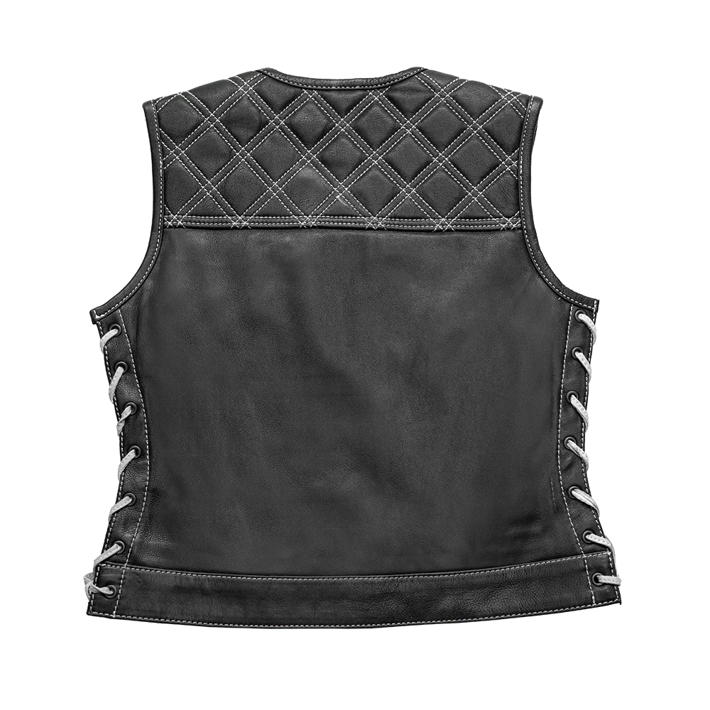 BONNIE WOMEN'S DIAMOND QUILT LEATHER MOTORCYCLE VEST