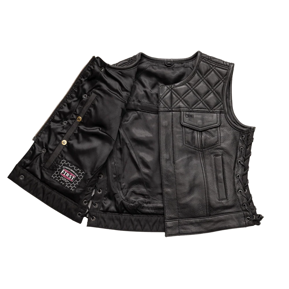 BONNIE WOMEN'S DIAMOND QUILT LEATHER MOTORCYCLE VEST