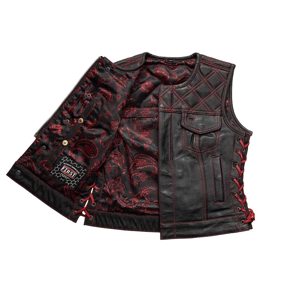 BONNIE WOMEN'S DIAMOND QUILT LEATHER MOTORCYCLE VEST