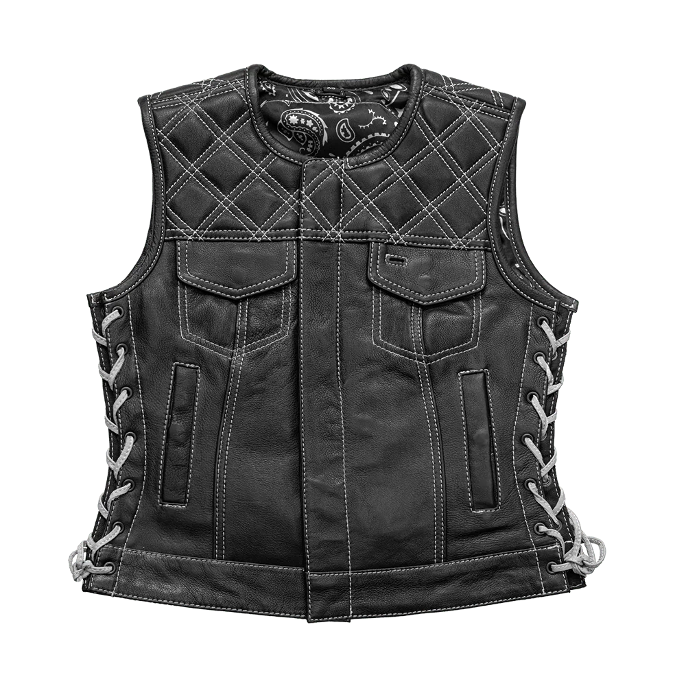 BONNIE WOMEN'S DIAMOND QUILT LEATHER MOTORCYCLE VEST