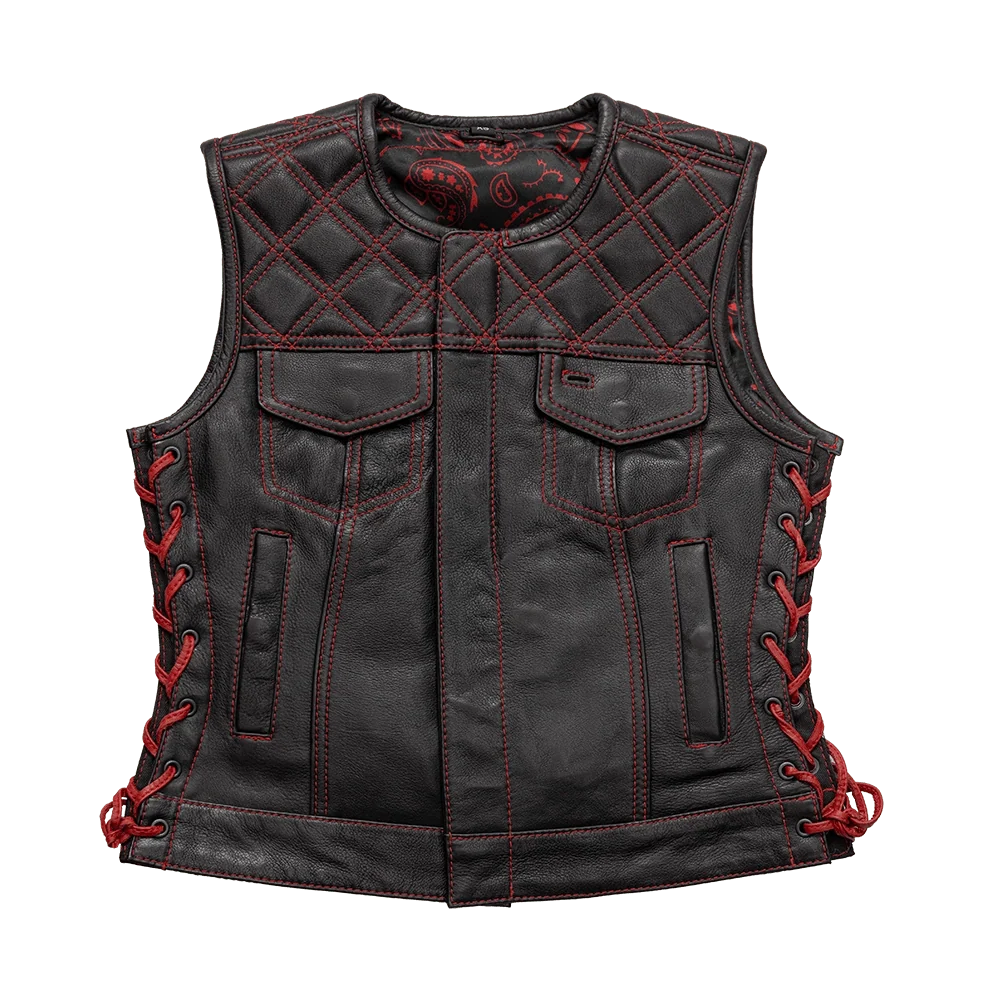 BONNIE WOMEN'S DIAMOND QUILT LEATHER MOTORCYCLE VEST