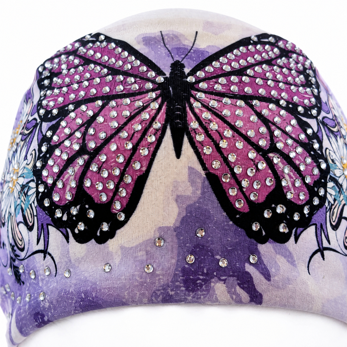 Butterfly Tie-Dye head wrap rhinestone butterfly detail