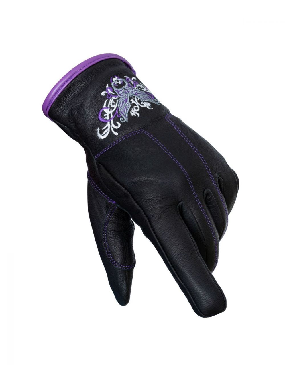 Purple leather gloves on sale