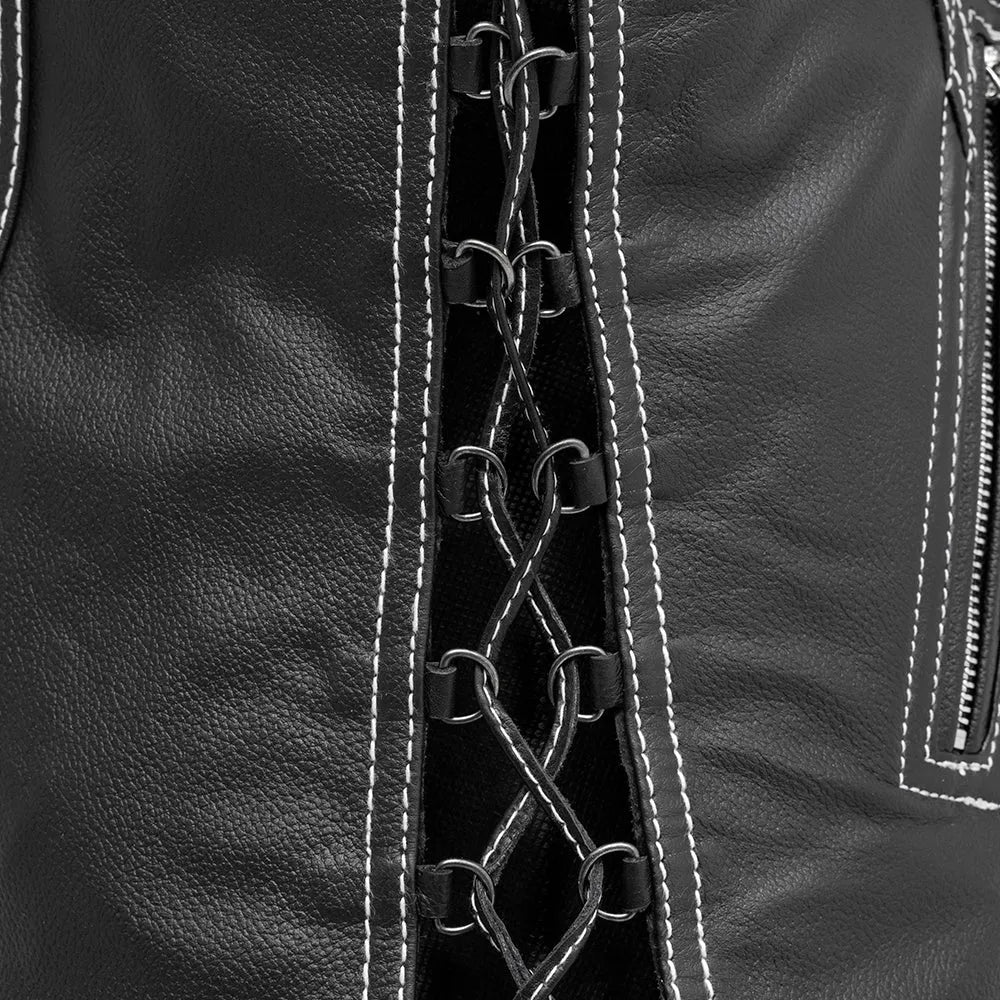 CINDY BLACK LEATHER VEST