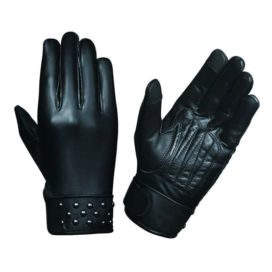 BLACK STUDDED LEATHER GLOVES
