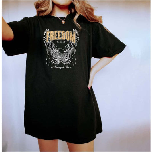 FREEDOM MOTORCYCLE CLUB GRAPHIC TEE - S / GRAY