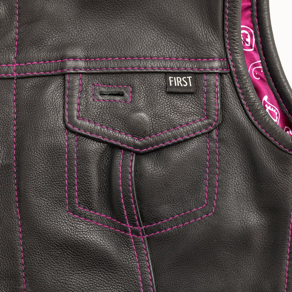 JESSICA WOMEN'S PINK LEATHER VEST