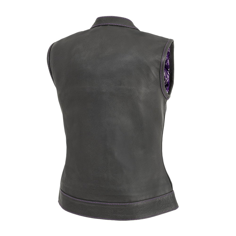 JESSICA PURPLE LEATHER MOTORCYCLE VEST