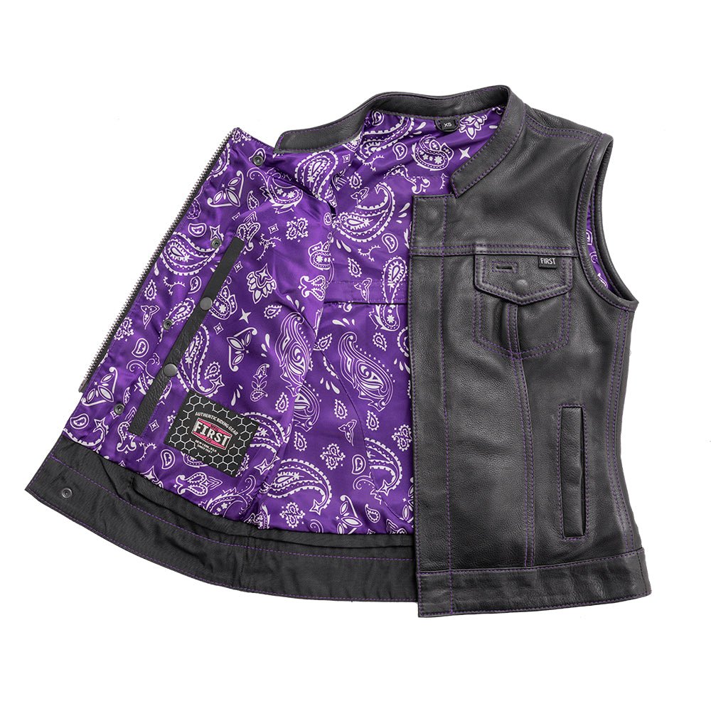 JESSICA PURPLE LEATHER MOTORCYCLE VEST