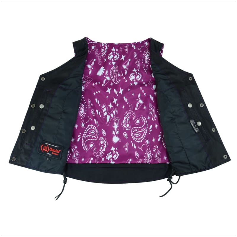 PURPLE PAISELY LINED LEATHER VEST - Vests