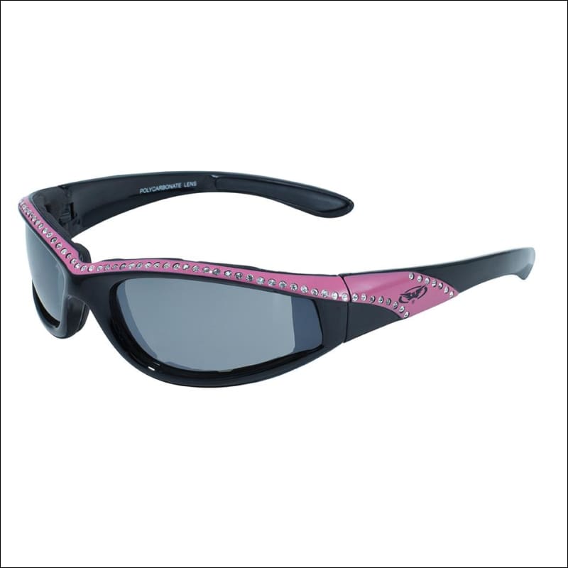 MARILYN 11 WOMENS FOAM PADDED MOTORCYCLE RIDING GLASSES - PINK/BLACK - GLASSES