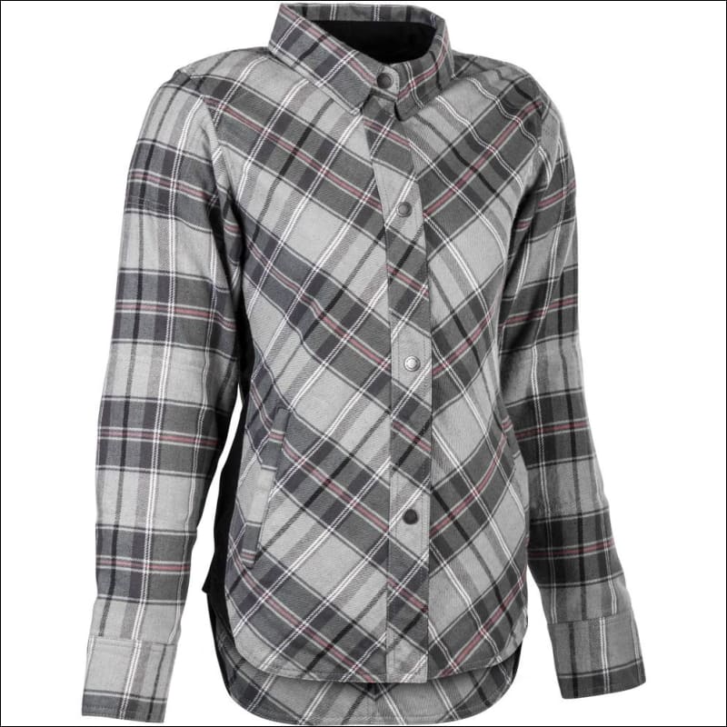 HIGHWAY 21 WOMENS ROGUE FLANNEL RIDING SHIRT - PINK/GREY / XS - WOMEN'S MOTORCYCLE JACKET