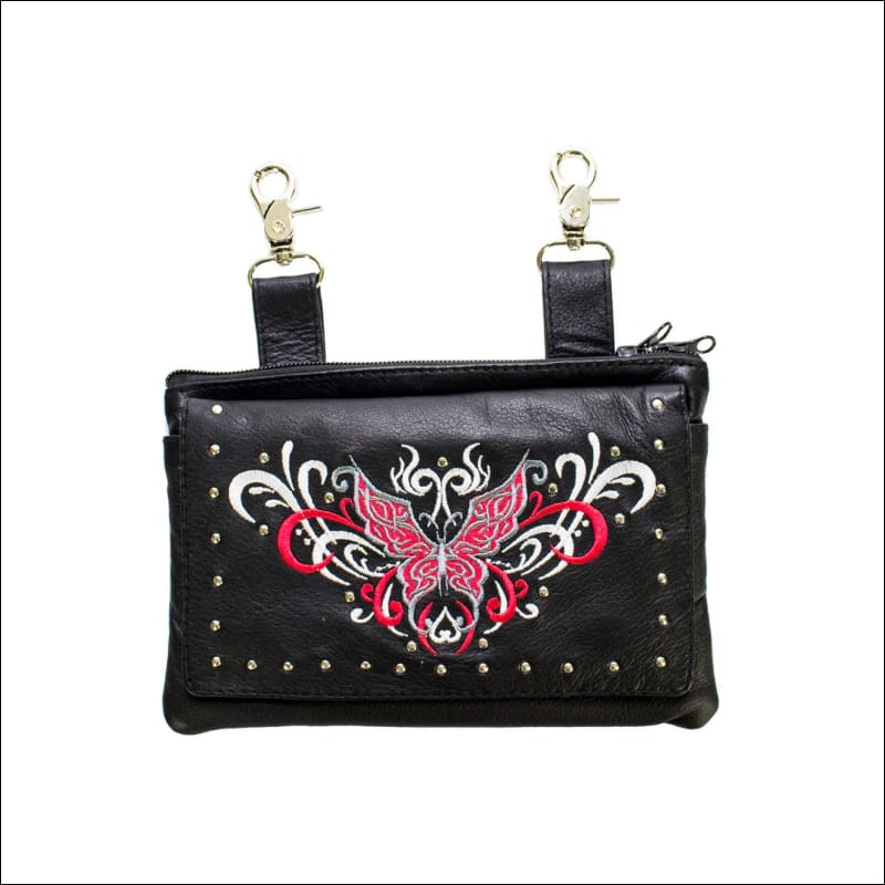 BUTTERFLY LEATHER CLIP BAG
