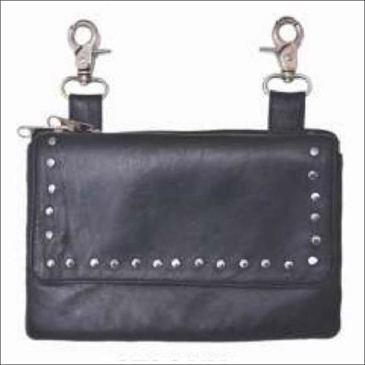 LEATHER STUDDED CLIP ON BAG - Navy Blue - CLIP ON BAGS