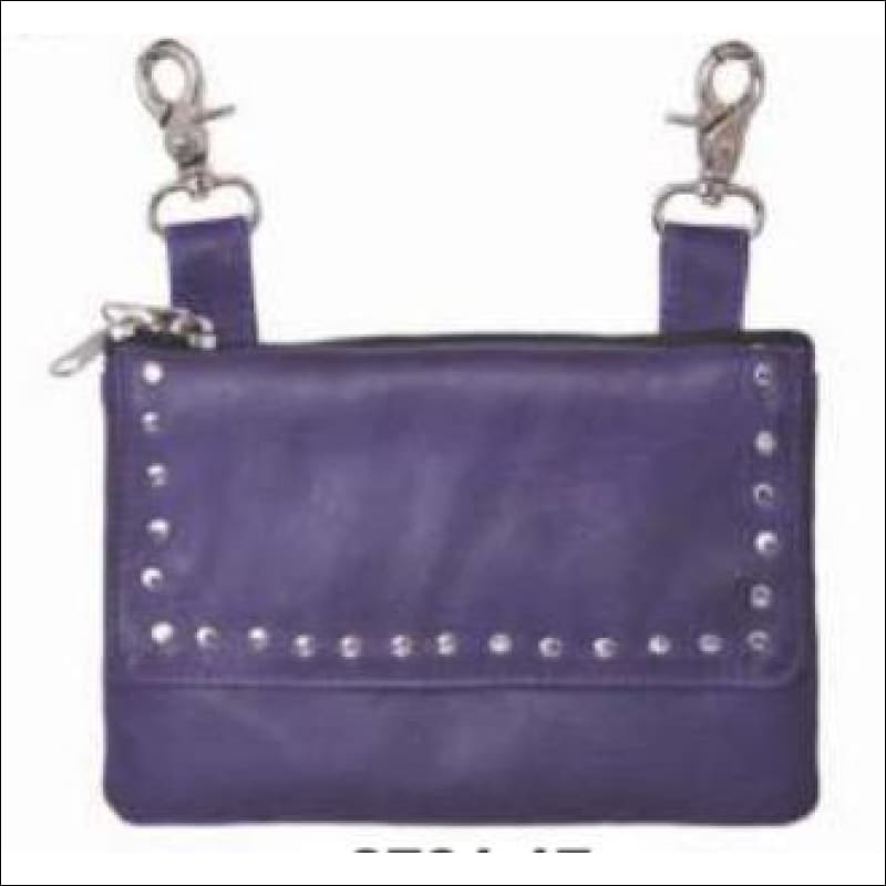LEATHER STUDDED CLIP ON BAG - Purple - CLIP ON BAGS
