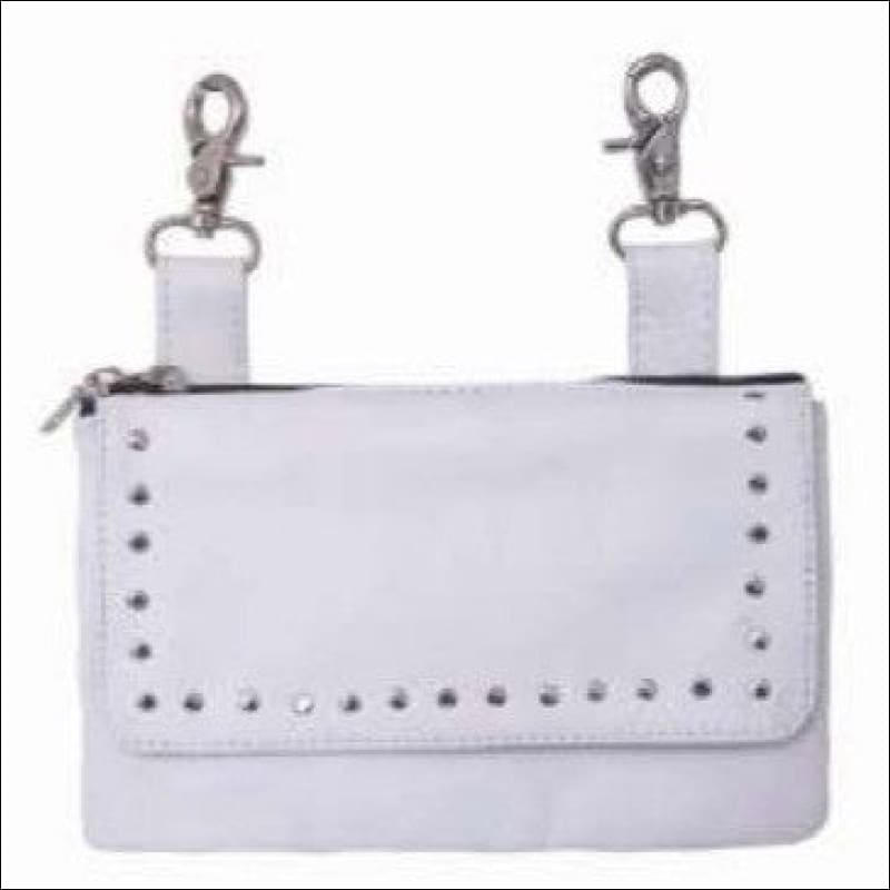 LEATHER STUDDED CLIP ON BAG - WHITE - CLIP ON BAGS